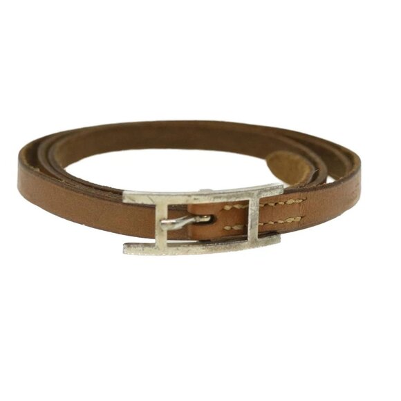 HERMES Strap Leather Beige Auth - Picture 1 of 10